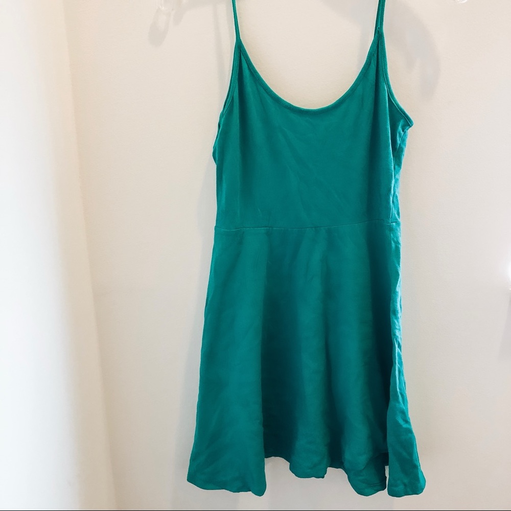 green spaghetti strap dress